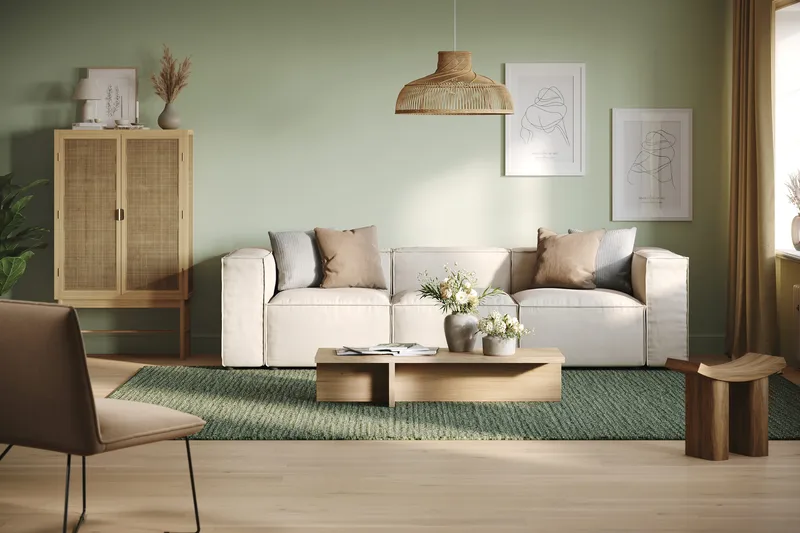 Cubo 4-sits Djup Modulsoffa i Tyg - Vit - Möbler - Vardagsrum - Soffor - 3-sits soffor