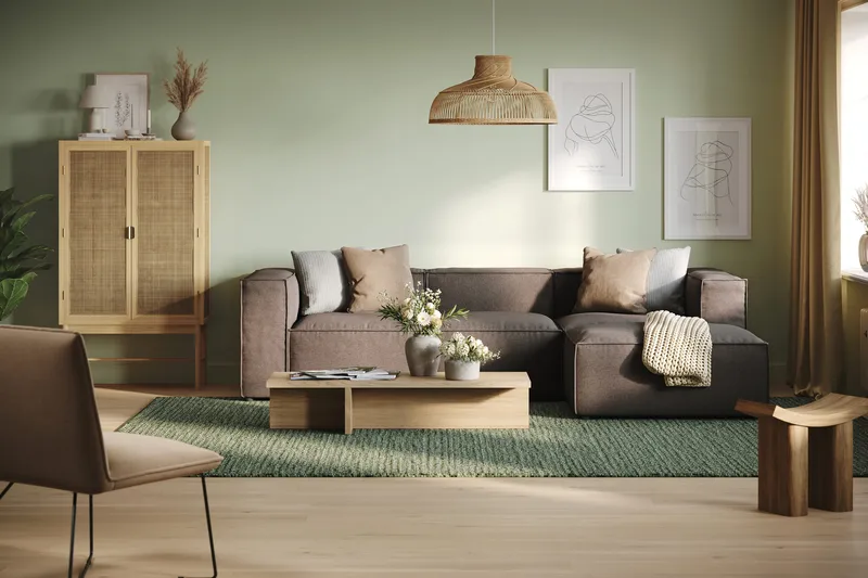 Cubo 4-sits Vändbar L-formad Djup Modulsoffa med Divan i Tyg - Grå - Möbler - Vardagsrum - Soffor - Divansoffa & schäslong