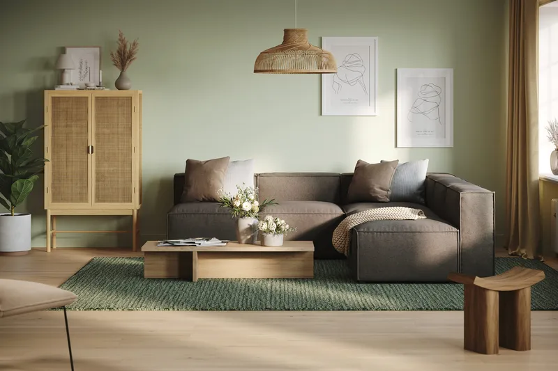 Cubo 5-sits L-formad Djup Modulhörnsoffa i Tyg - Grå - Möbler - Vardagsrum - Soffor - Hörnsoffor