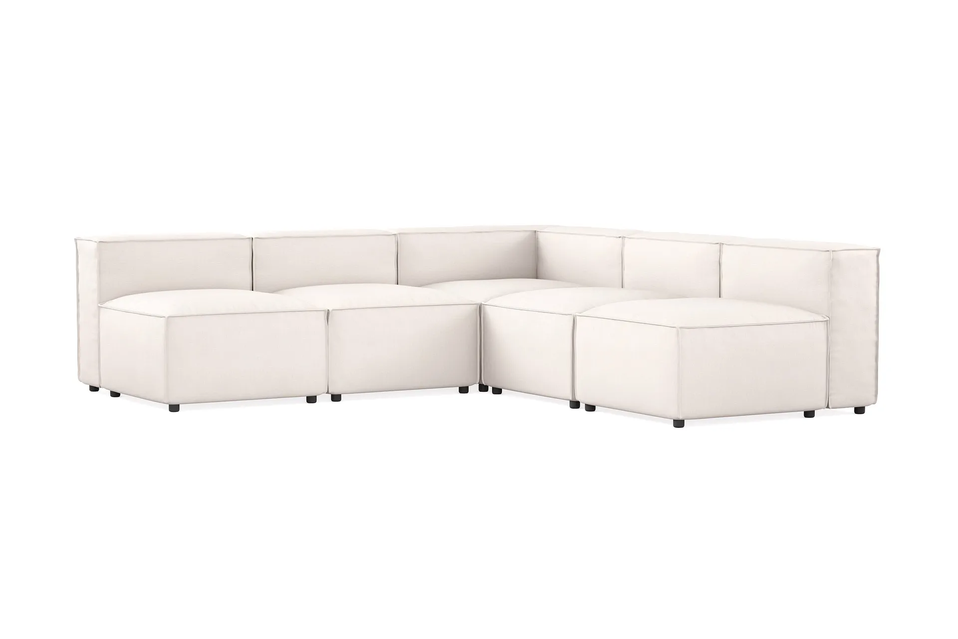 cubo 5-sits l-formad djup modulhörnsoffa i tyg - vit