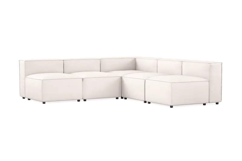 Cubo 5-sits L-formad Djup Modulhörnsoffa i Tyg, Vit