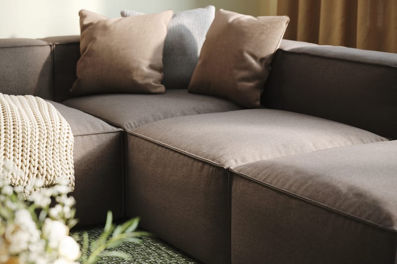 Cubo 5-sits U-formad Djup Modulsoffa Med Divan och Schäslong i Sammet - Grå - Möbler - Vardagsrum - Soffor - U-soffor