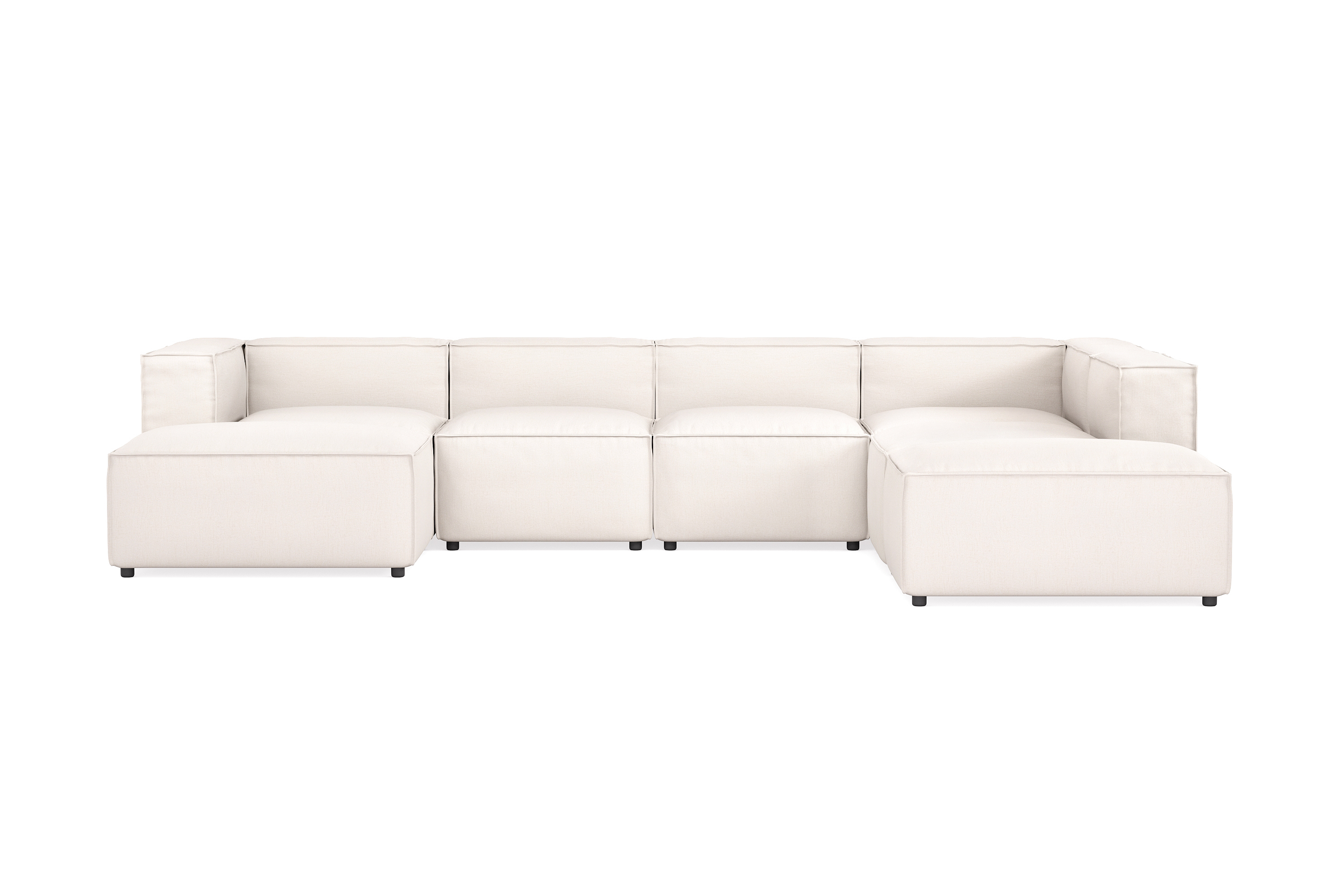 cubo 5-sits u-formad djup modulsoffa med divan och schäslong i sammet - vit