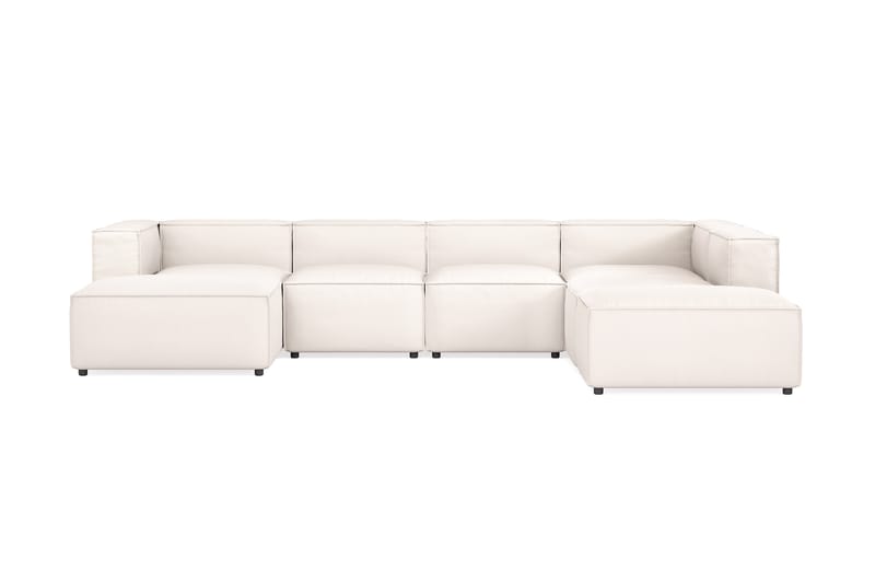 Cubo 5-sits U-formad Djup Modulsoffa Med Divan och Schäslong i Sammet - Vit - Möbler - Vardagsrum - Soffor - U-soffor