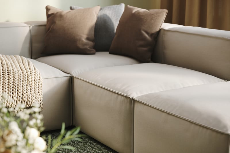 Cubo 5-sits U-formad Djup Modulsoffa Med Divan och Schäslong i Sammet - Vit - Möbler - Vardagsrum - Soffor - U-soffor