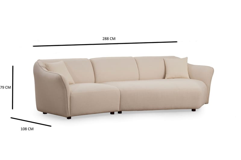 Damor Svängd Soffa 3-sits - Beige - Möbler - Vardagsrum - Soffor - 3-sits soffor