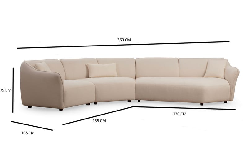 Damor Svängd Soffa 4-sits - Beige - Möbler - Vardagsrum - Soffor - 4-sits soffor