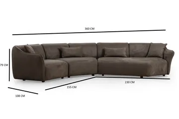 Damor Svängd Soffa 5-sits - Brun - Möbler - Vardagsrum - Soffor - Sammetssoffor