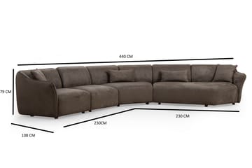 Damor Svängd Soffa 5-sits - Brun - Möbler - Vardagsrum - Soffor - Sammetssoffor
