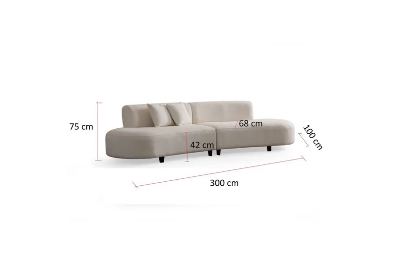 Dariya Svängd Soffa 3-sits - Cream - Möbler - Vardagsrum - Soffor - 3-sits soffor