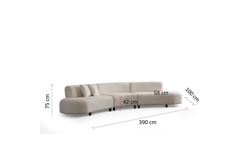 Dariya Svängd Soffa 4-sits - Cream - Möbler - Vardagsrum - Soffor - 4-sits soffor