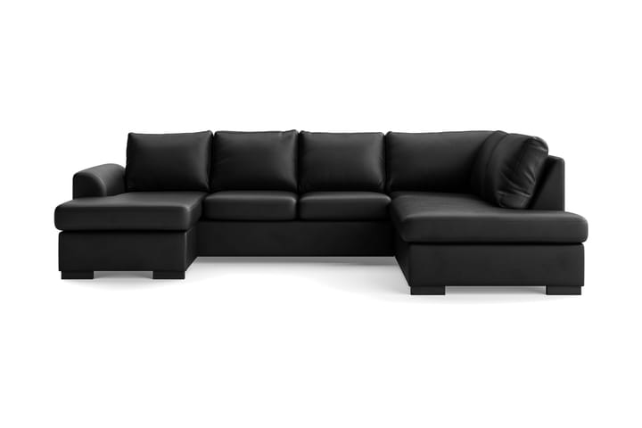 DAWSON U-soffa med Divan Vänster Konstläder Svart - Skinnsoffor - U-soffor