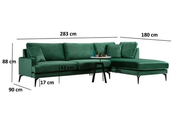 Andary Divansoffa - Grön/Svart - Möbler - Vardagsrum - Soffor - Divansoffa & schäslong