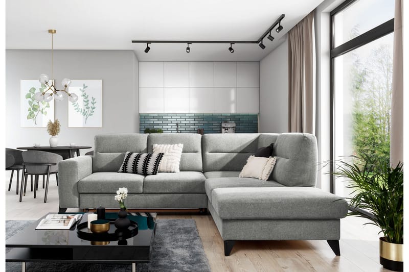 Anglika 4 sits divansoffa med schäslong Högervänd i Tyg - Grå - Möbler - Vardagsrum - Soffor - Divansoffa & schäslong