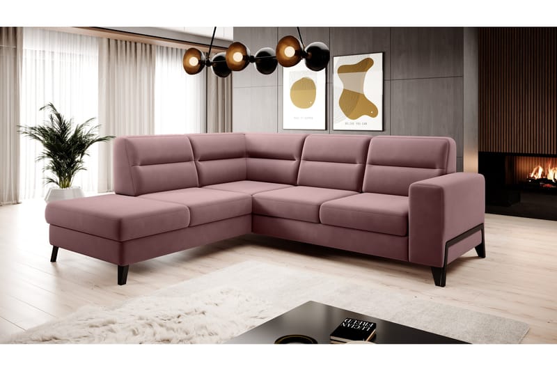 Anglika 4 sits divansoffa med schäslong Vänstervänd i Sammet - Rosa - Möbler - Vardagsrum - Soffor - Divansoffa & schäslong