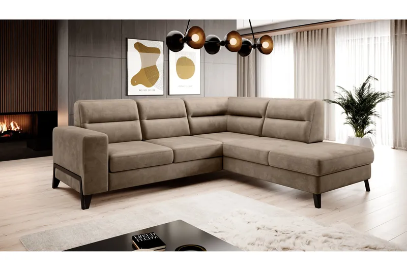 Anglika Soffa m. Schäslong 4-sits, Beige