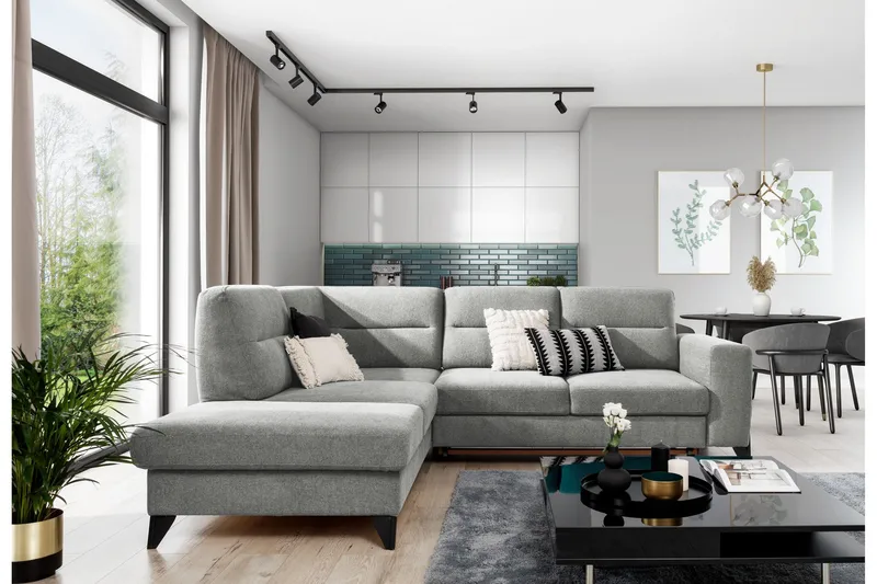 Anglika Soffa m. Schäslong 4-sits - Grå - Möbler - Vardagsrum - Soffor - Divansoffa & schäslong