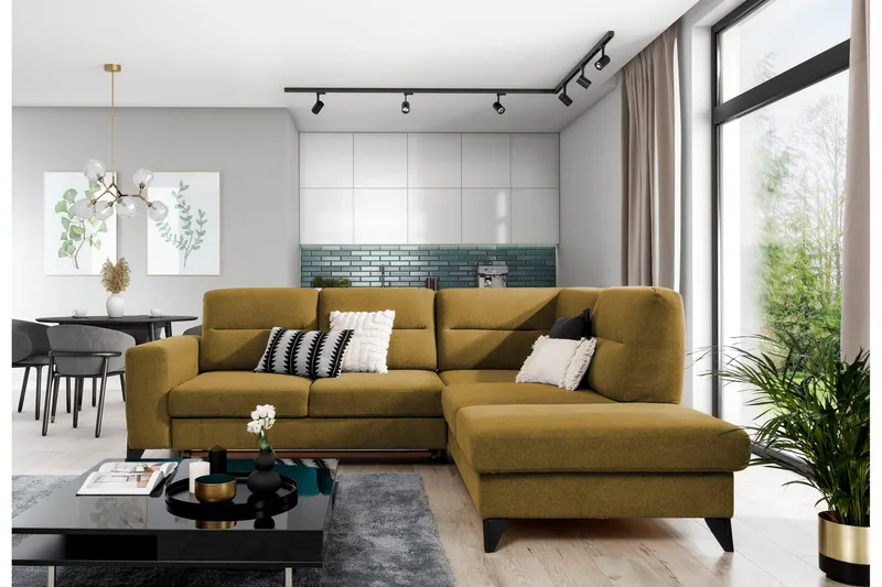 Anglika Soffa m. Schäslong 4-sits - Gul - Möbler - Vardagsrum - Soffor - Divansoffa & schäslong