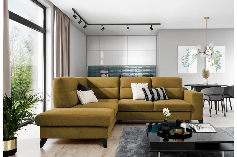 Anglika Soffa m. Schäslong 4-sits - Gul - Möbler - Vardagsrum - Soffor - Divansoffa & schäslong