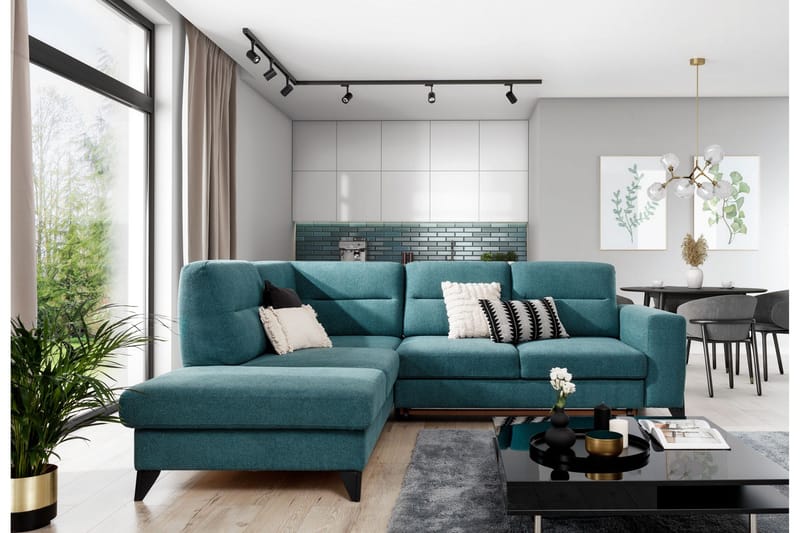Anglika Soffa m. Schäslong 4-sits - Ljusblå - Möbler - Vardagsrum - Soffor - Divansoffa & schäslong