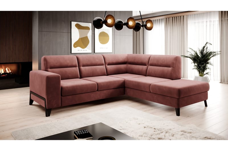 Anglika Soffa m. Schäslong 4-sits, Rosa