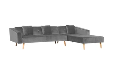 Arrika Hörnsoffa Vänster Sammet - Grå - Möbler - Vardagsrum - Bäddsoffor - Bäddsoffa divan
