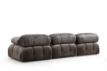 Belgin Bubblig Divansoffa 3-sits 288 cm med fasta armstöd och repdetaljer - Grå - Möbler - Vardagsrum - Soffor - Modulsoffor - Komplett modulsoffa