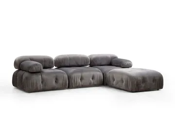 Belgin Bubblig Divansoffa 3-sits 288 cm med fasta armstöd och repdetaljer - Grå - Möbler - Vardagsrum - Soffor - Modulsoffor - Komplett modulsoffa