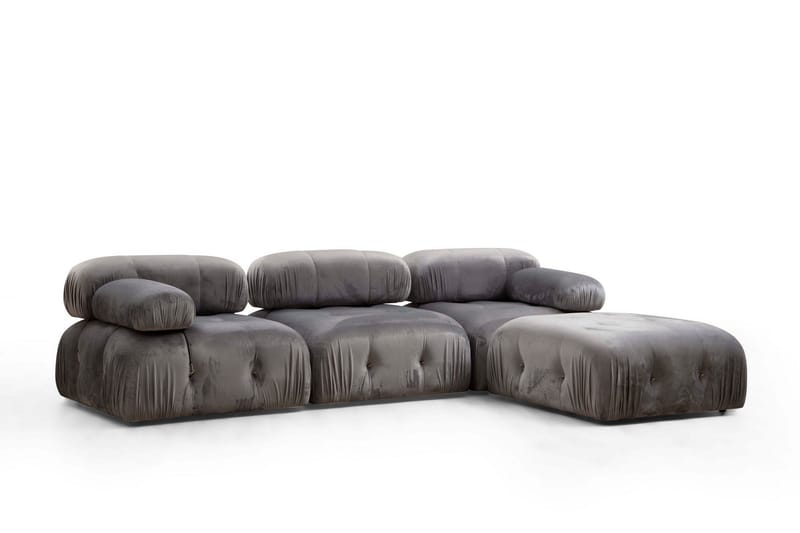 Belgin Bubblig Divansoffa 3-sits 288 cm med fasta armstöd och repdetaljer - Grå - Möbler - Vardagsrum - Soffor - 3-sits soffor