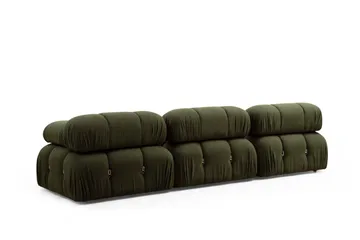 Belgin Bubblig Divansoffa 3-sits 288 cm med fasta armstöd och repdetaljer - Grön - Möbler - Vardagsrum - Soffor - Modulsoffor - Komplett modulsoffa