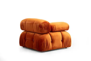 Belgin Bubblig Divansoffa 3-sits 288 cm med fasta armstöd och repdetaljer - Orange - Möbler - Vardagsrum - Soffor - Modulsoffor - Komplett modulsoffa