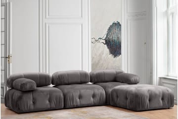 Belgin Bubblig Divansoffa 3-sits 288 cm med fasta armstöd och repdetaljer