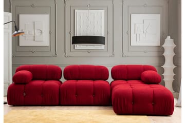 Belgin Bubblig Divansoffa 3-sits 288 cm med fasta armstöd och repdetaljer
