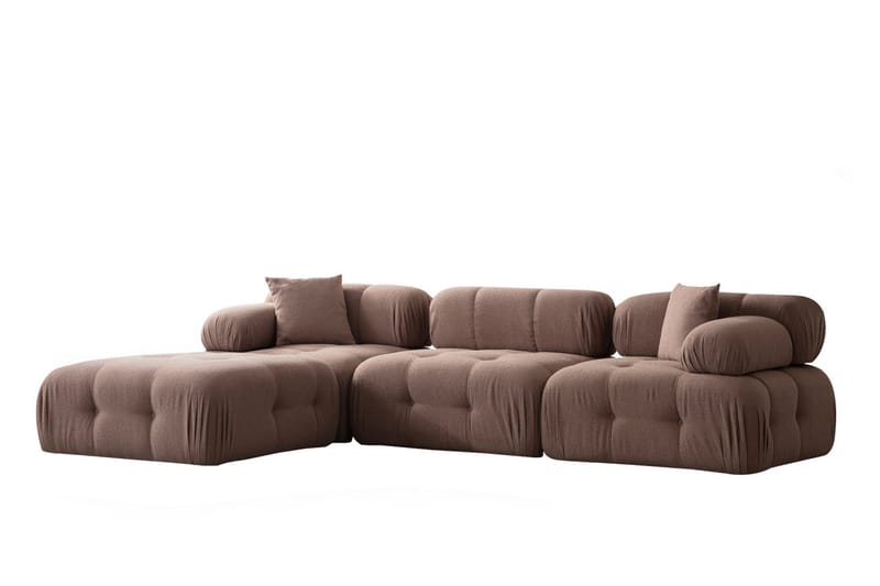 Belgin Bubblig Divansoffa 3-sits 315 cm med utfällbara armstöd och ryggstöd - Brun - Möbler - Vardagsrum - Soffor - Divansoffa & schäslong