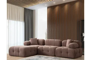 Belgin Bubblig Divansoffa 3-sits 315 cm med utfällbara armstöd och ryggstöd - Brun - Möbler - Vardagsrum - Soffor - Modulsoffor - Komplett modulsoffa