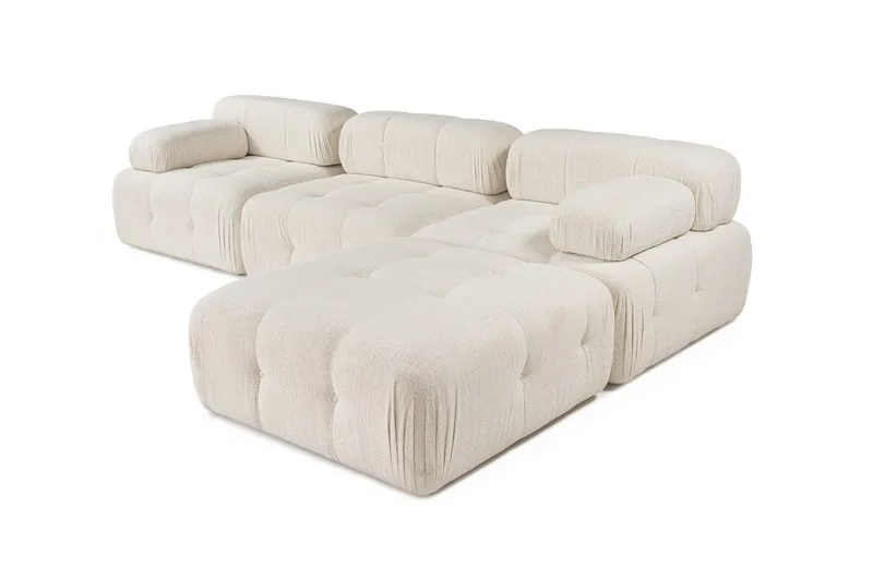 Belgin Bubblig Divansoffa 3-sits 315 cm med utfällbara armstöd och ryggstöd - Ljus / Beige - Möbler - Vardagsrum - Soffor - Divansoffa & schäslong