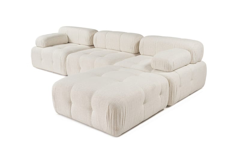 Belgin Bubblig Divansoffa 3-sits 315 cm med utfällbara armstöd och ryggstöd - Ljus / Beige - Möbler - Vardagsrum - Soffor - Modulsoffor - Komplett modulsoffa