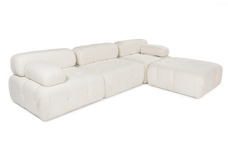 Belgin Bubblig Divansoffa 3-sits 315 cm med utfällbara armstöd och ryggstöd - Ljus / Beige - Möbler - Vardagsrum - Soffor - Modulsoffor - Komplett modulsoffa