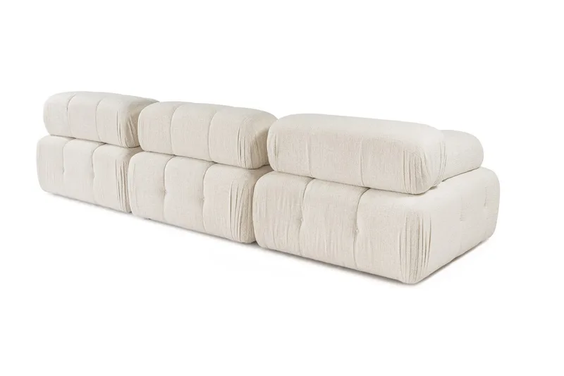 Belgin Bubblig Divansoffa 3-sits 315 cm med utfällbara armstöd och ryggstöd - Ljus / Beige - Möbler - Vardagsrum - Soffor - Divansoffa & schäslong