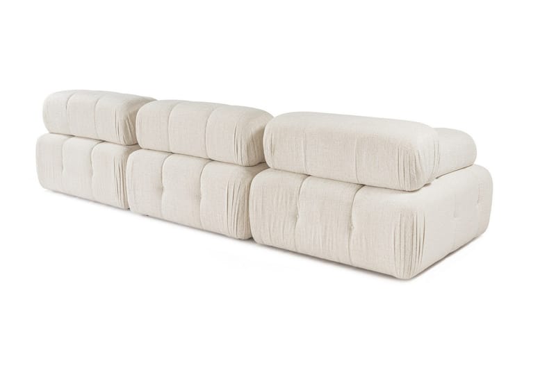 Belgin Bubblig Divansoffa 3-sits 315 cm med utfällbara armstöd och ryggstöd - Ljus / Beige - Möbler - Vardagsrum - Soffor - Modulsoffor - Komplett modulsoffa