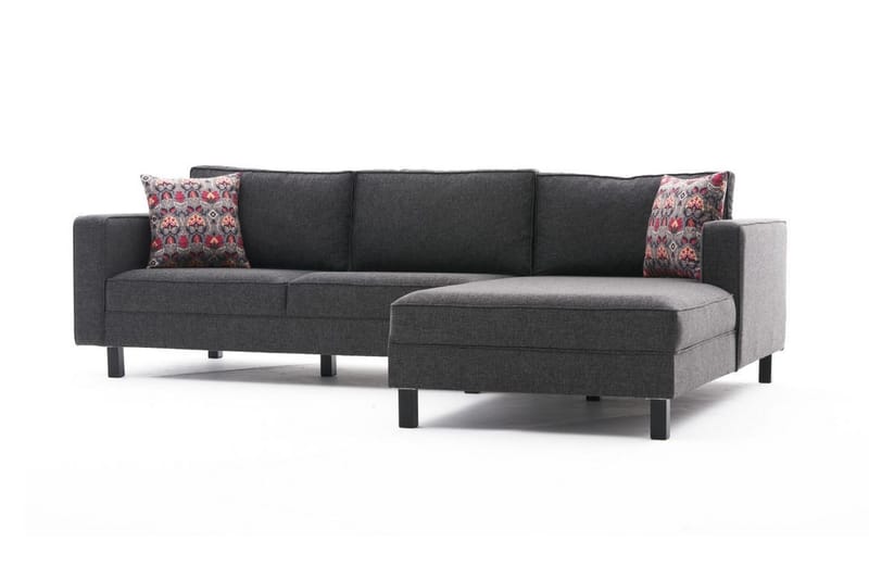 BELLSON Soffa m. Divan 4-sits Antracit - Divansoffa & schäslong