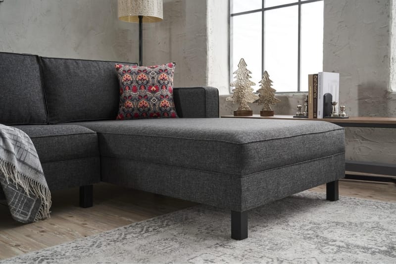BELLSON Soffa m. Divan 4-sits Antracit - Möbler - Vardagsrum - Soffor - Divansoffa & schäslong