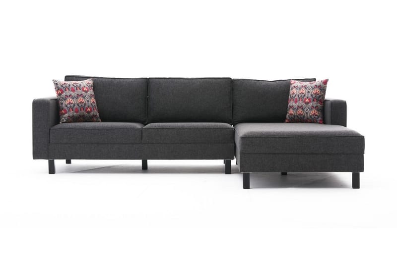 BELLSON Soffa m. Divan 4-sits Antracit - Divansoffa & schäslong