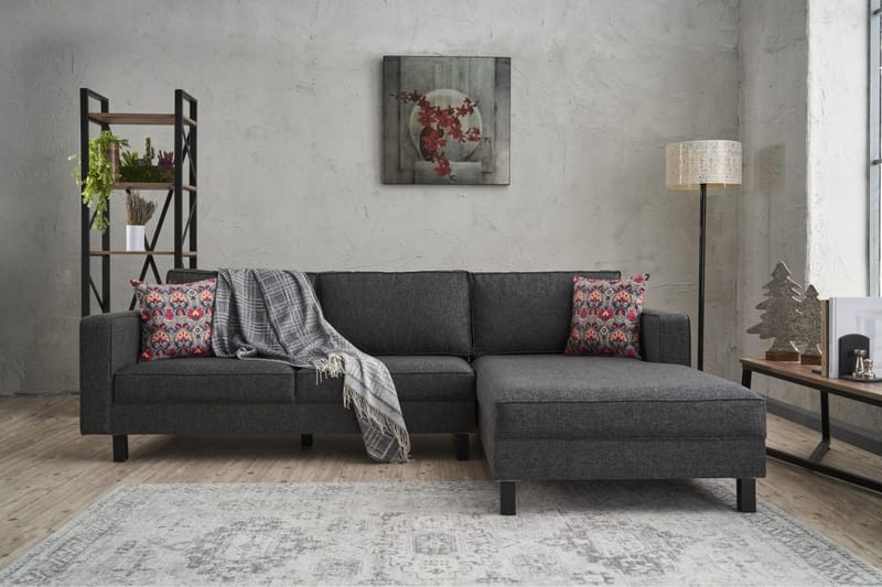 BELLSON Soffa m. Divan 4-sits Antracit - Möbler - Vardagsrum - Soffor - Divansoffa & schäslong