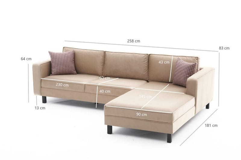 BELLSON Soffa m. Divan 4-sits Beige - Divansoffa & schäslong