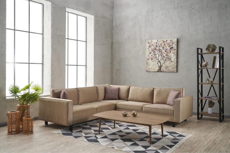 BELLSON Soffa m. Divan 4-sits Beige - Möbler - Vardagsrum - Soffor - Divansoffa & schäslong