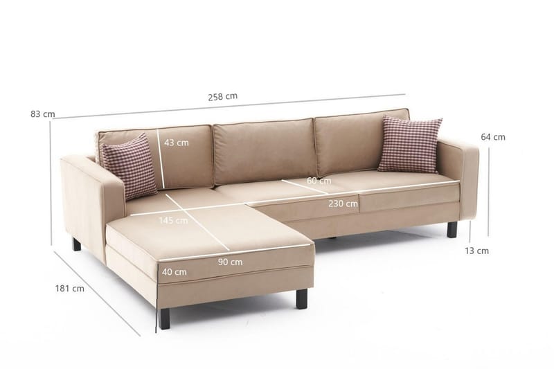 BELLSON Soffa m. Divan 4-sits Beige - Divansoffa & schäslong