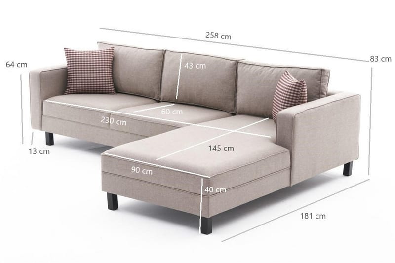 BELLSON Soffa m. Divan 4-sits Cream - Divansoffa & schäslong