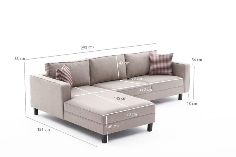 BELLSON Soffa m. Divan 4-sits Cream - Divansoffa & schäslong