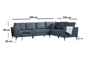 Bouchelle Hörnsoffa med Divan Höger - Grå - Möbler - Vardagsrum - Soffor - Hörnsoffor